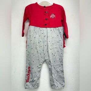Colosseum size 6-12 Months Infant Red Gray Ohio State Buckeyes OSU Romper NWT